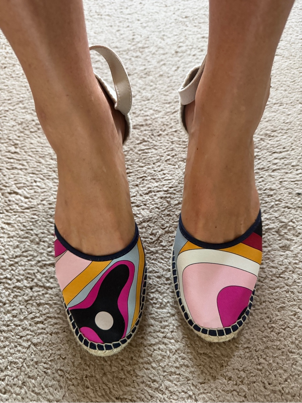 Respoke Emilio Pucci Pink Multi Espadrille Ankle-Strap Flats Sz 10 - Picture 6 of 6